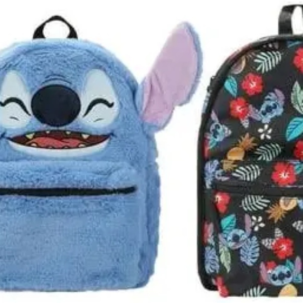 Disney Stitch Plush Character Tropical Print Flip Pak Reversible Backpack